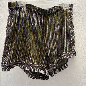 Patterned Green and Blue Women's Shorts